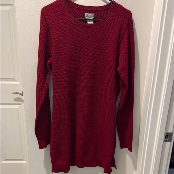 Duluth Trading Co Burgundy S’no Sweat Crewneck Tunic Sweater Knit size L - Picture 1 of 8